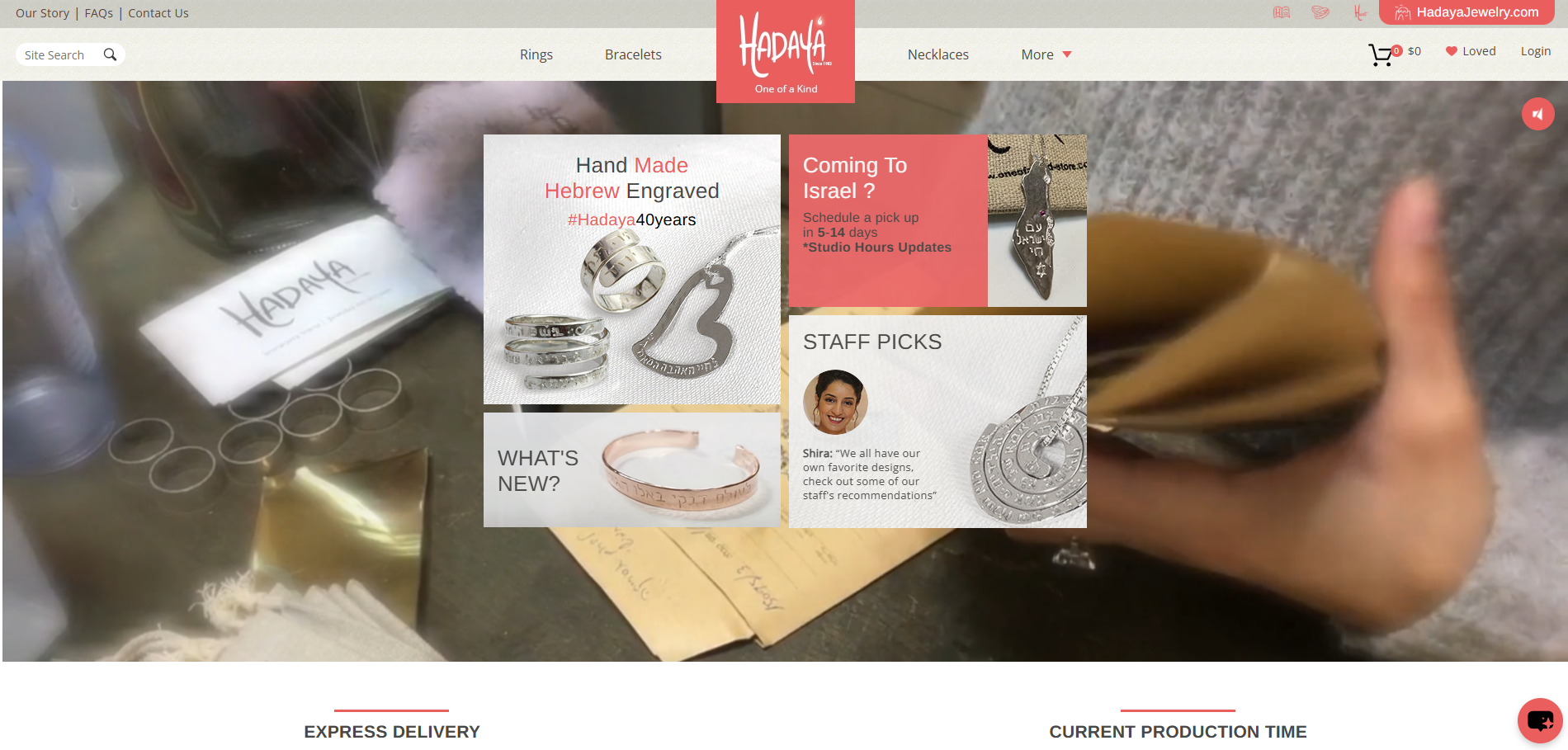Hadaya Jewelry website screenshot